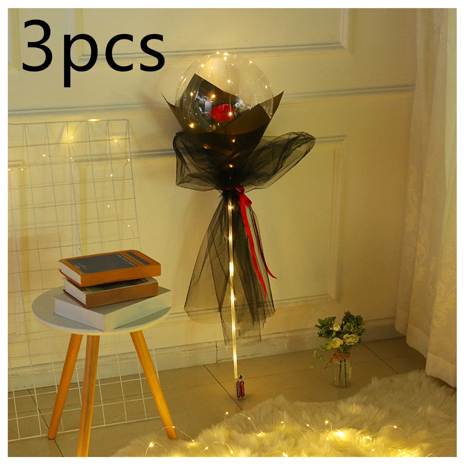 LED Luminous Balloon Rose Bouquet Transparent Bobo Ball Rose 0abkse-a8