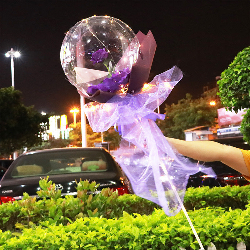 LED Luminous Balloon Rose Bouquet Transparent Bobo Ball Rose 0abkse-a8