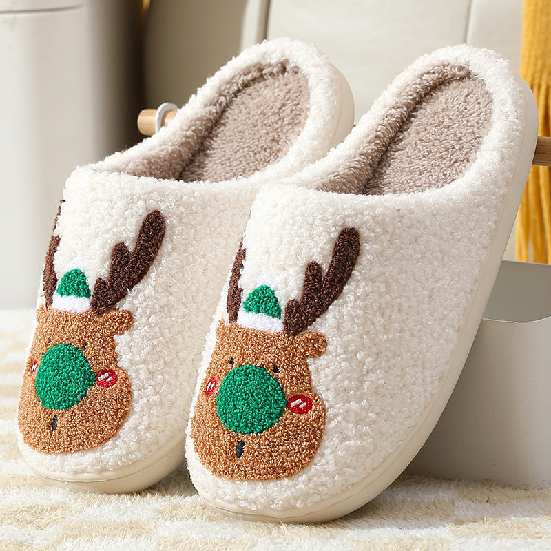 Christmas Shoes Winter Home Slippers Elk Soft Cozy Bedroom Slipper Slip On House Shoes 0abkse-a8