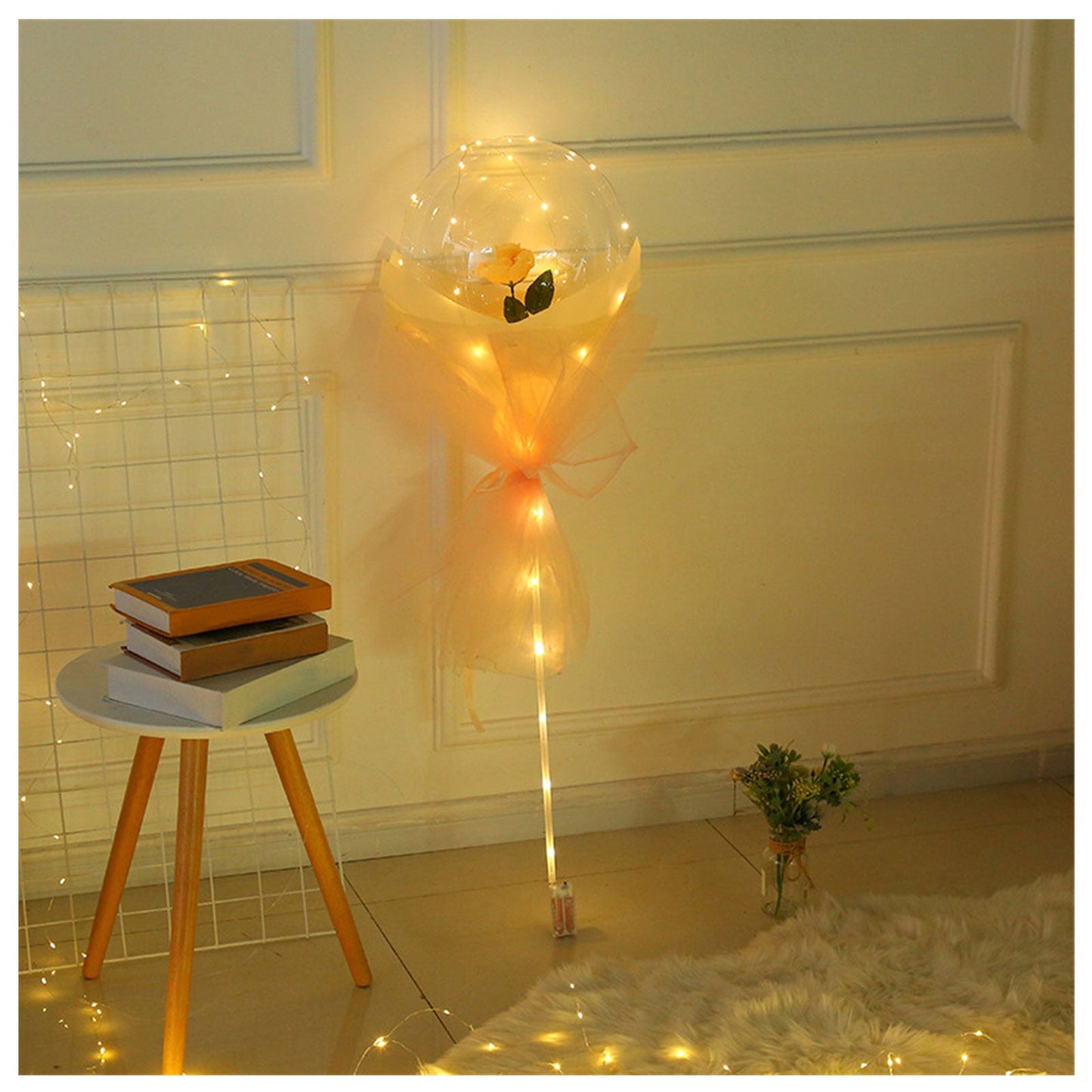 LED Luminous Balloon Rose Bouquet Transparent Bobo Ball Rose 0abkse-a8