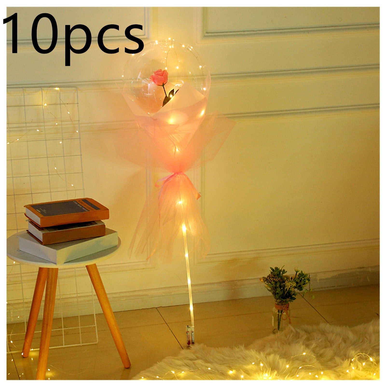 LED Luminous Balloon Rose Bouquet Transparent Bobo Ball Rose 0abkse-a8