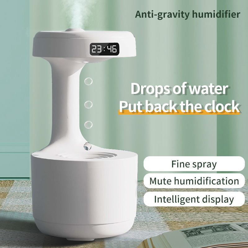 Bedroom Anti-Gravity Humidifier With Clock Water Drop Backflow Aroma Diffuser Large Capacity Office Bedroom Mute Heavy Fog Household Sprayer 0abkse-a8