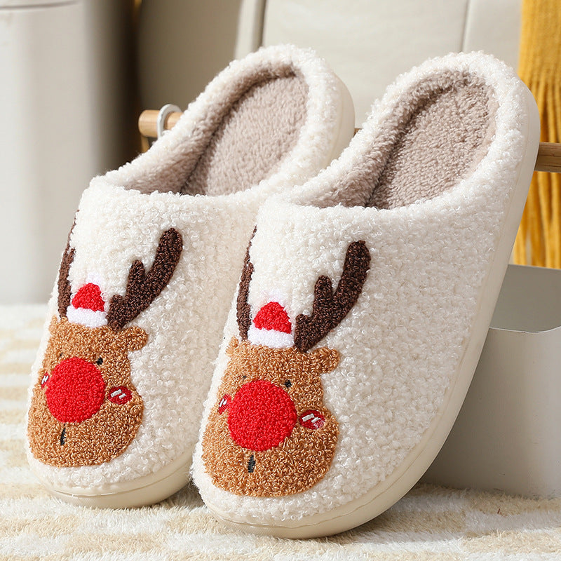 Christmas Shoes Winter Home Slippers Elk Soft Cozy Bedroom Slipper Slip On House Shoes 0abkse-a8