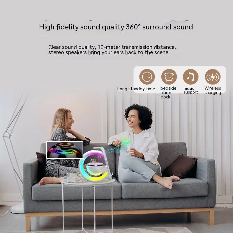 A Bluetooth Speaker Six-in-one Wireless Charger Large G Ambience Light Alarm Clock Microphone Audio