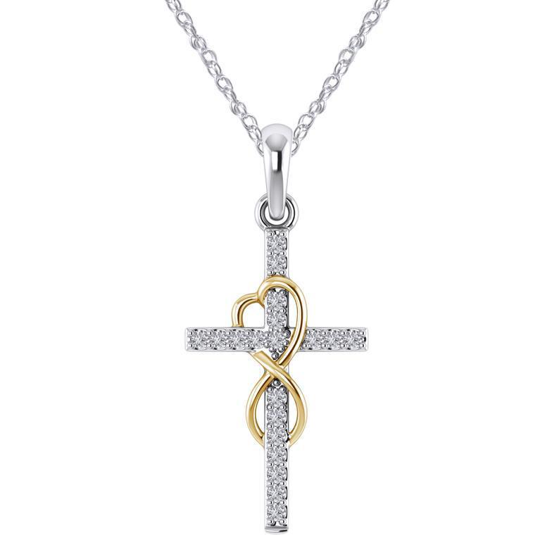 Alloy Pendant With Diamond And Eight-character Cross Necklace 0abkse-a8