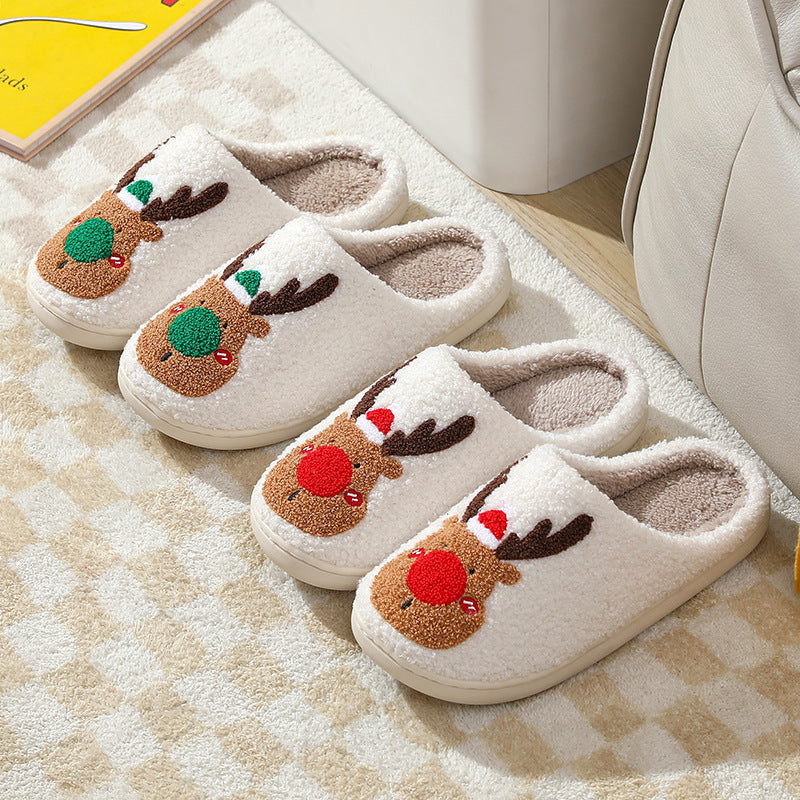 Christmas Shoes Winter Home Slippers Elk Soft Cozy Bedroom Slipper Slip On House Shoes 0abkse-a8