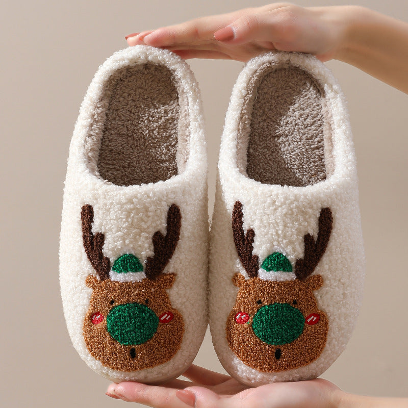 Christmas Shoes Winter Home Slippers Elk Soft Cozy Bedroom Slipper Slip On House Shoes 0abkse-a8