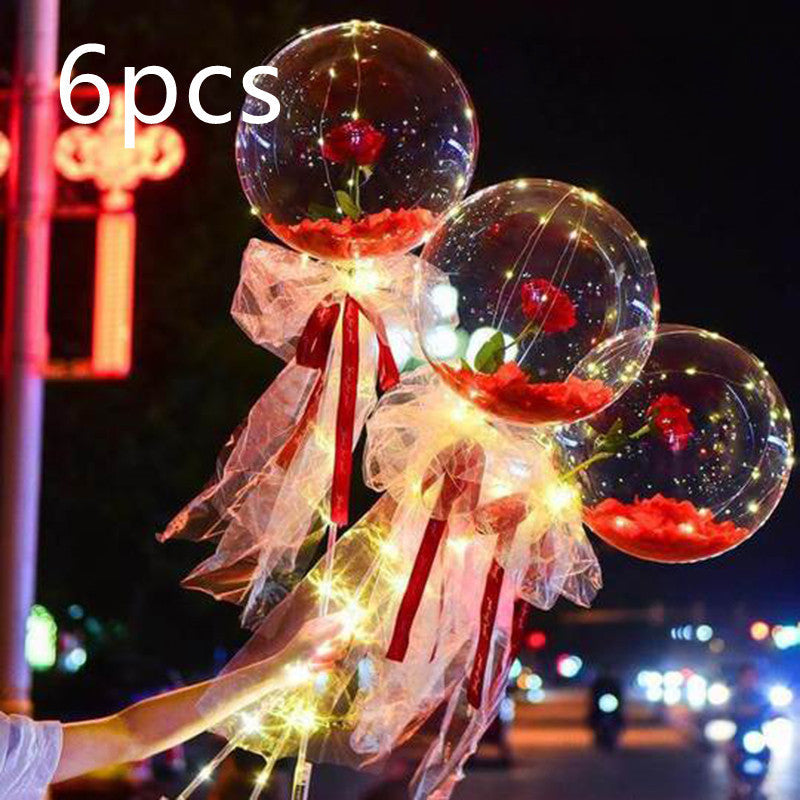 LED Luminous Balloon Rose Bouquet Transparent Bobo Ball Rose 0abkse-a8