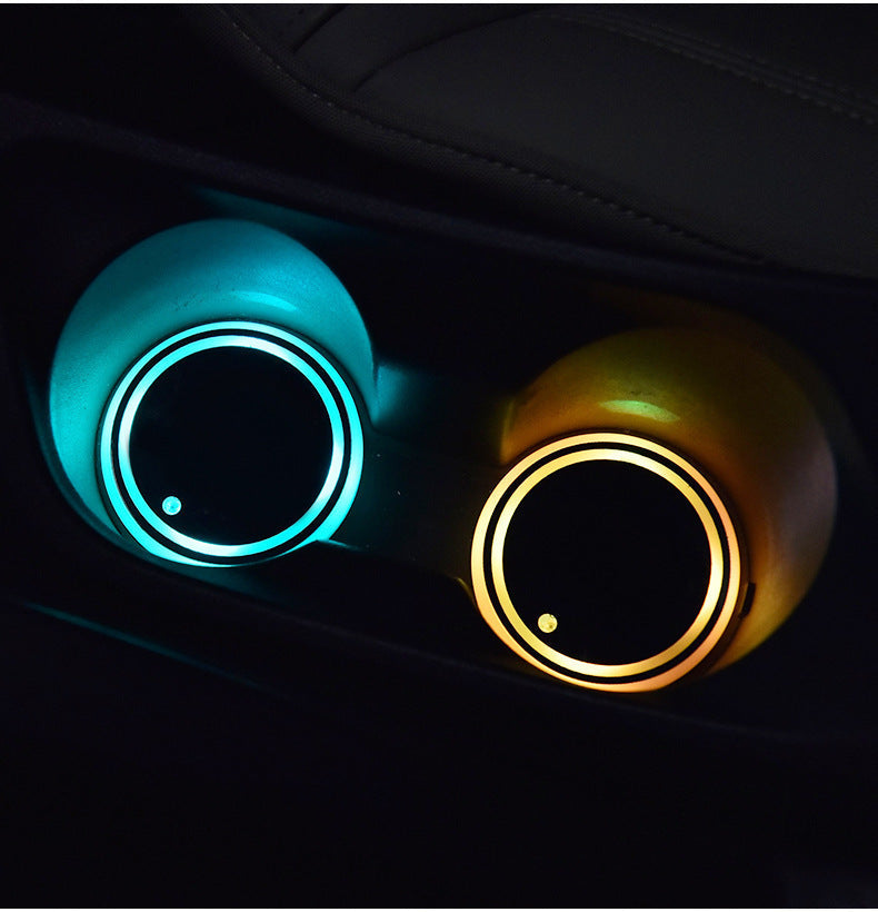 Colorful Cup Holder LED Light-up Coaster Solar & USB Charging Non-slip Coaster Ambient Light For Car Automatically 0abkse-a8