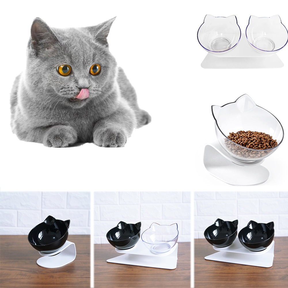 Cat Double Bowl Cat Food Bowl Protects Cervical Vertebra 0abkse-a8