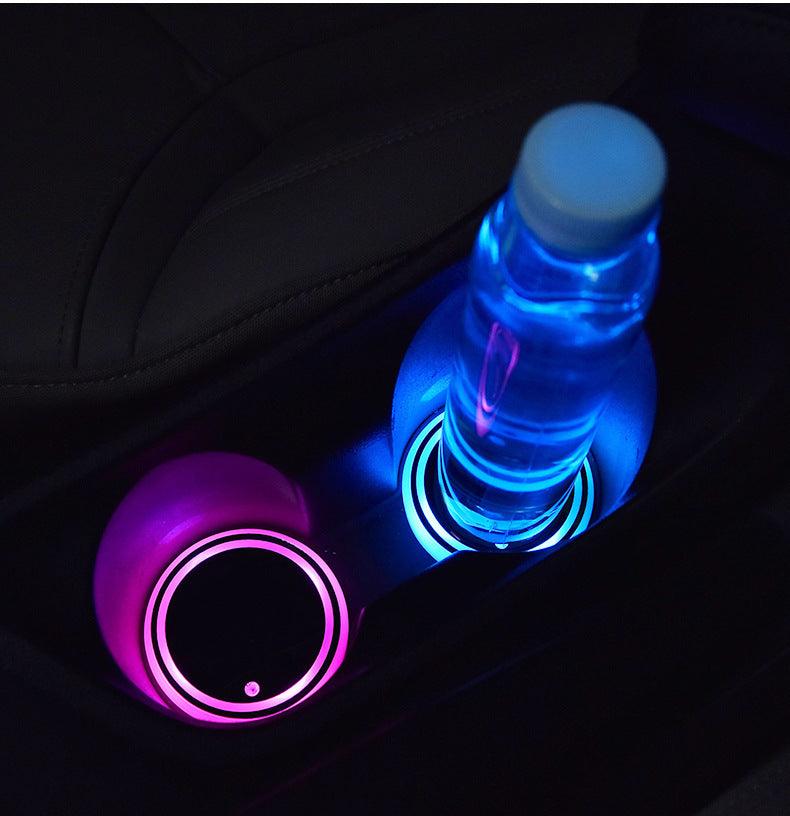 Colorful Cup Holder LED Light-up Coaster Solar & USB Charging Non-slip Coaster Ambient Light For Car Automatically 0abkse-a8