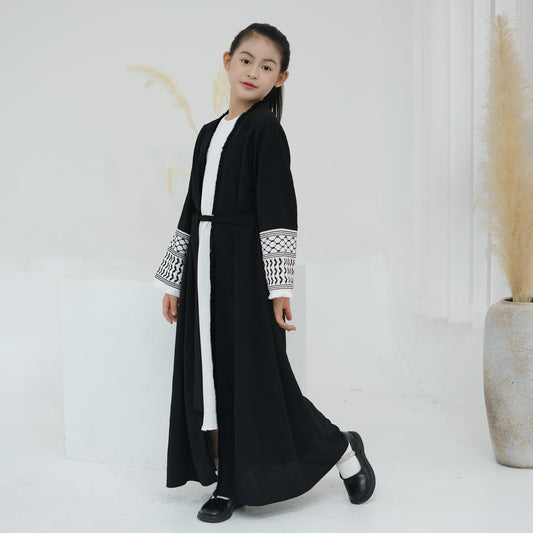 Exquisite Embroidery Tassel Children's Robe Abaya