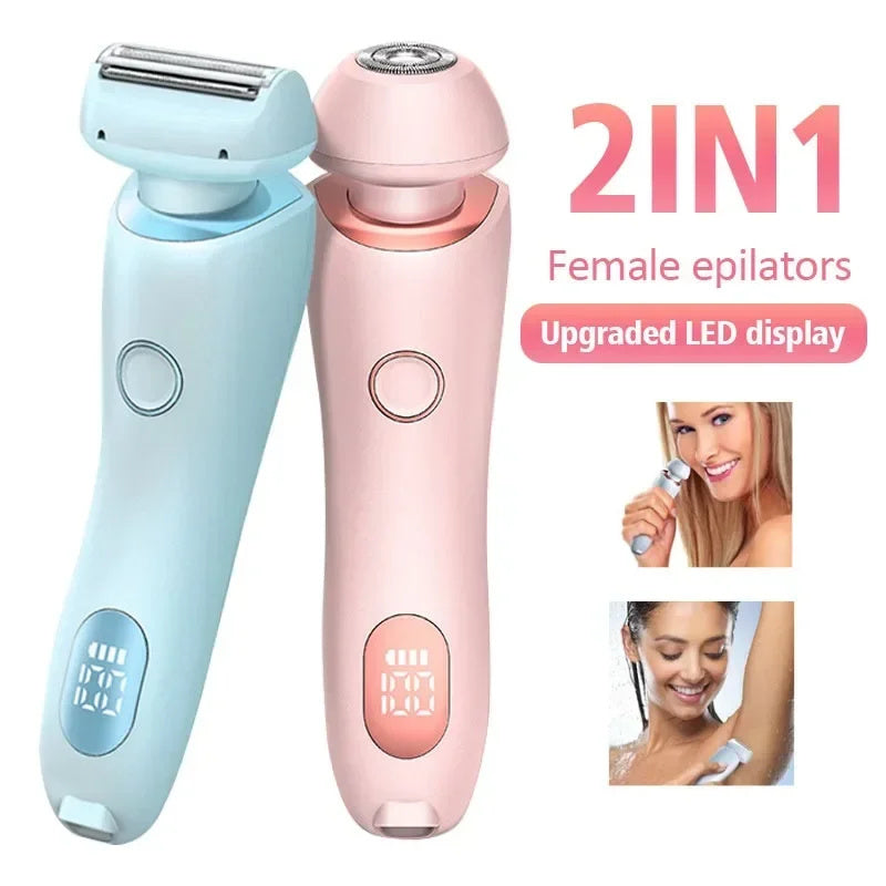 2 In 1 Hair Removal Epilator USB Rechargeable Trimmer Women Body Razor Face Leg Armpit Bikini Hand Pubic Shaver Hair Remover 0abkse-a8