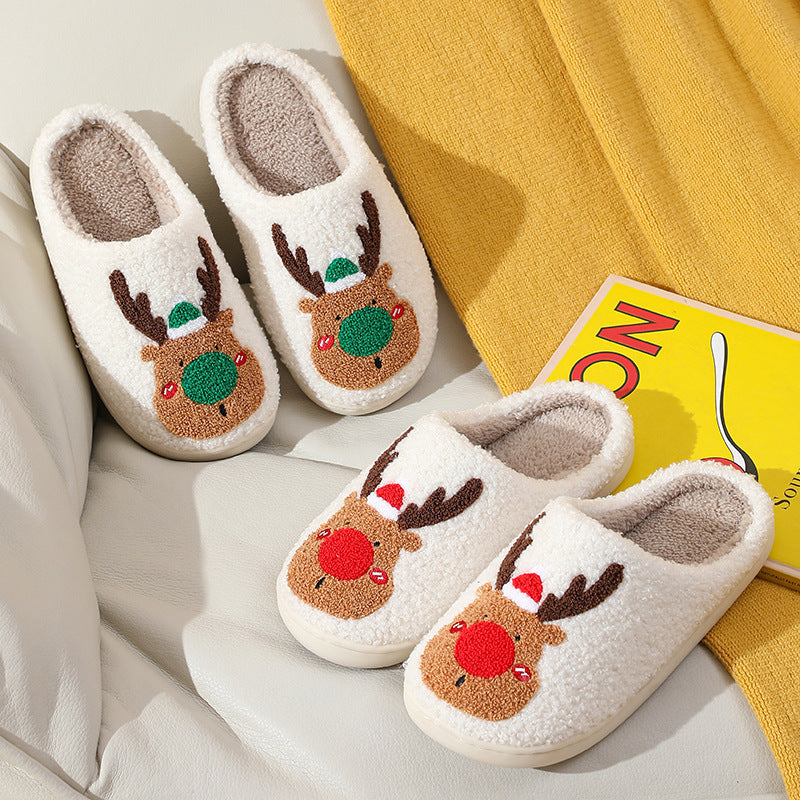 Christmas Shoes Winter Home Slippers Elk Soft Cozy Bedroom Slipper Slip On House Shoes 0abkse-a8