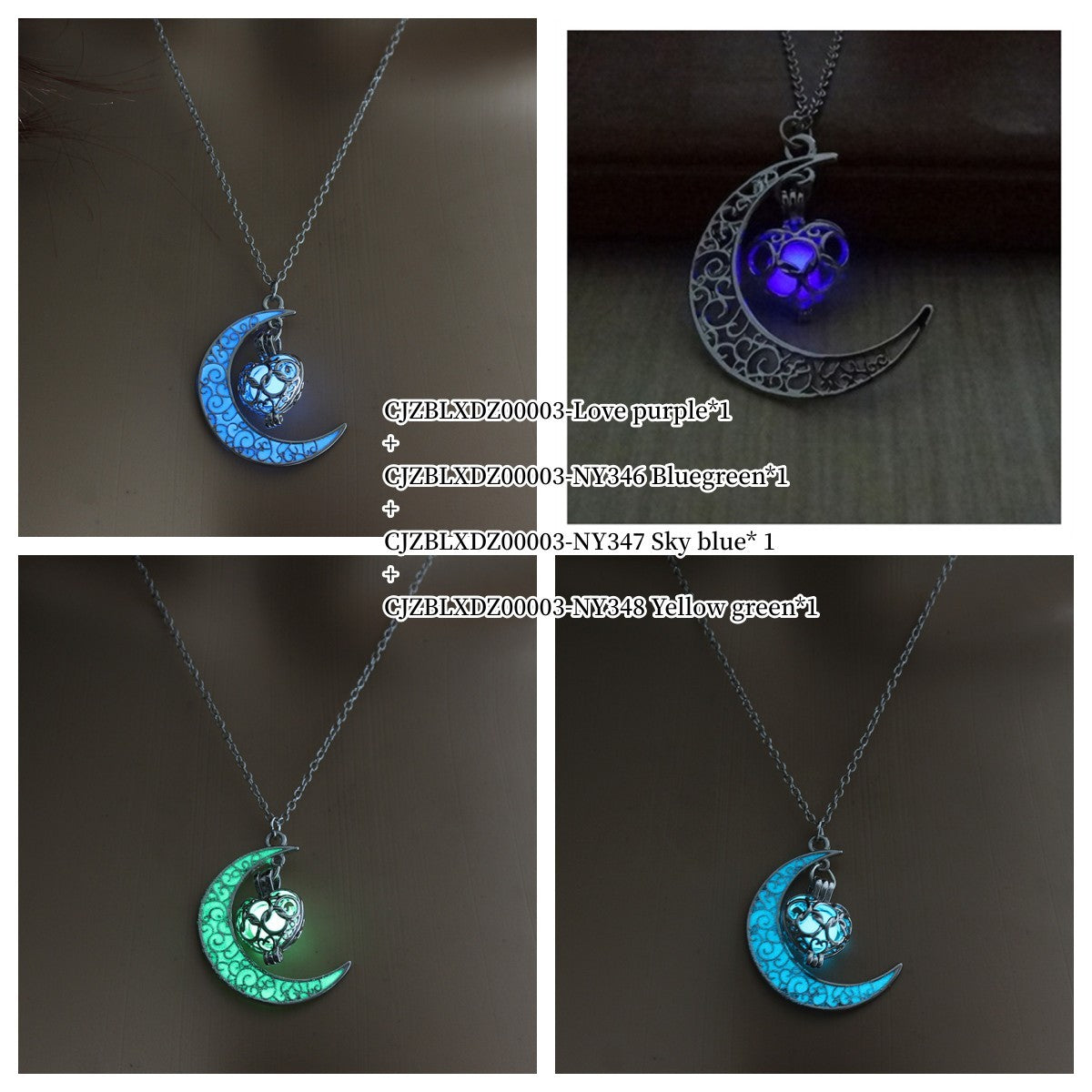 Glowing Pendant Necklaces Silver Plated Chain Necklaces 0abkse-a8