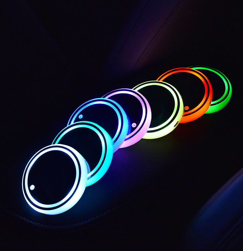 Colorful Cup Holder LED Light-up Coaster Solar & USB Charging Non-slip Coaster Ambient Light For Car Automatically 0abkse-a8